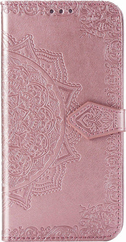 Hoesje Met Pasjeshouder Geschikt voor Motorola Moto G9 Plus - Mandala Bookcase - Roze
