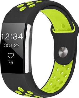 iMoshion Bandje Geschikt voor Fitbit Charge 2 / Lime - iMoshion Siliconen sport band ronde drukknoop zonder pinnetje - Zwart