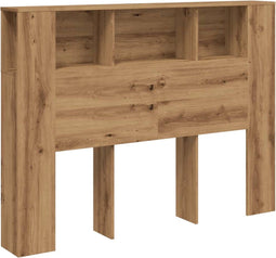 vidaXL - Hoofdbordkast - 140x18,5x102,5 - cm - bewerkt - hout - artisanaal - eiken