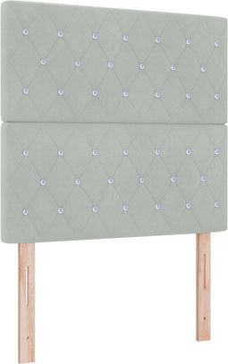 vidaXL - Hoofdbord - met - Kristallen - Knopen - in - Gebogen - Lichtgrijs - 100 - cm - van - Velours