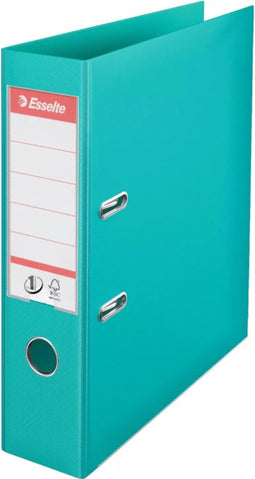 Esselte No.1 Kunststof A4 Ordner met Etikethouder - 2-Rings - Rugbreedte Van 75mm - Capaciteit van 500 Vel - Turquoise