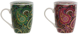 Kop met theefilter Home ESPRIT Groen Turkoois Kastanjebruin Lila Modern 340 ml (2 Stuks)