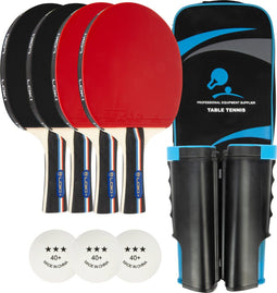 Loki - Professionele tafeltennis set - 2 Tafeltennisbatjes - 3 Balletjes - Pingpong net - Opberghoes met rits