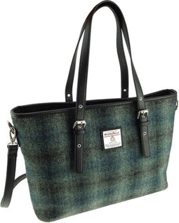 Schoudertas Spey Tote bag Mosgroen (Moss Green) - Groot - Ritssluiting - Harris Tweed - Glen Appin of Scotland