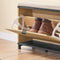 SoBuy FSR201-N - Schoenenbank - Inklapbaar design - Zwart en licht hout 60x24x50 cm
