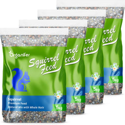 Eekhoornvoer - Natuurlijke Mix met Hele Noten (20 kg) - Voer Speciaal voor Eekhoorns, Rijk aan Eiwitten, Vetten en Vezels - Geschikt voor Voederhuisjes, Bevordert Natuurlijk Gedrag en Gezondheid - Pesticidenvrij, Geschikt voor elk Seizoen - Organifer