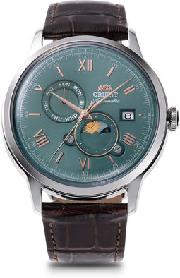 Orient Bambino RA-AK0805E30B - Polshorloge - Automatisch F6B24 uurwerk - Zilver groen bruin
