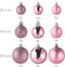 Kerstballen set van 100 - kunststof - mat glanzend glitters - 10 designs - roze (100 stuks)