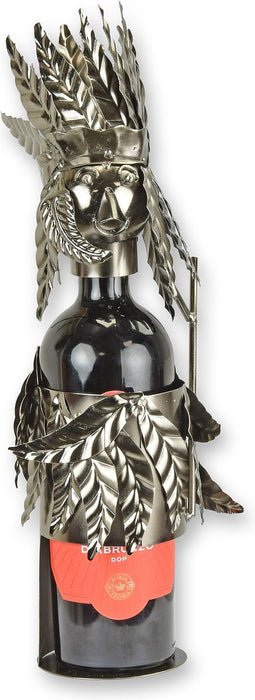 EEN BLIKKEN FLESSENHOUDER "INDIAAN" GRIJS