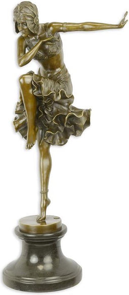 EEN BRONZEN BEELD VAN EEN ART DECO DANSERES