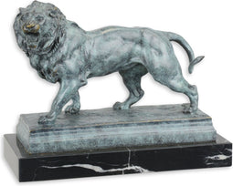 EEN BRONZEN BEELD VAN EEN LEEUW - GROENE FINISH