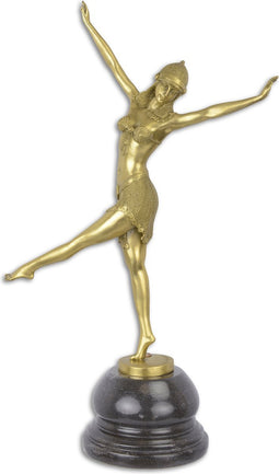 EEN GEPOLIJST BRONZEN BEELD VAN DE DANSERES VAN PALMYRA