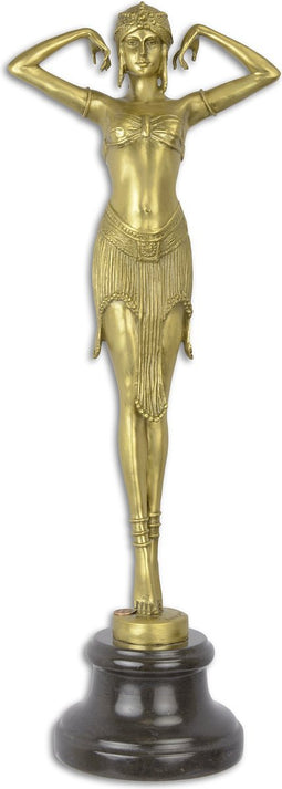 EEN GEPOLIJST BRONZEN BEELD VAN DE SCARABEE DANSERES