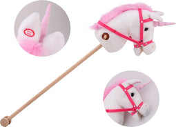 Eenhoorn stokpaard met geluid H98cm ( inclusief batterij LR44 - AG13 ) hobby horse