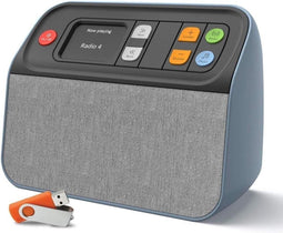 Eenvoudige Senioren DAB+ Radio - Speciaal voor Ouderen en Mensen die te maken hebben met Dementie - Makkelijke Bediening - Geen verwarrende Technologie - Aan te passen Gebruikerspaneel tot één Knop - Zelfstandig Muziek luisteren - DAB/FM/USB - Blauw