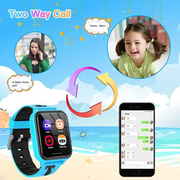 Eenvoudige Smartwatch voor kinderen met touchscreen - Blauw - Engelstalig - Kids Smartwatch - Muziekspeler met SD-kaart - 7 Puzzel Games - Call SOS - Camera - Alarm - Recorder - Calculator - Mp3 - Geen GPS
