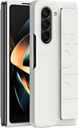 Lunso - Geschikt voor Samsung Galaxy Z Fold5 hoes met polsband - wrist strap - Wit
