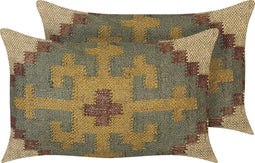 SARON - Sierkussen set van 2 - Lichtgroen - 30 x 50 cm - Jute