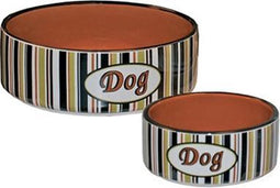Eetbak - voerbak - hondenvoerbak - steen - dog gestreept - 20cm - Large