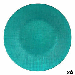 Eetbord Vivalto 323928P Turkoois Glas 27,5 x 2 x 27,5 cm (6 Stuks)