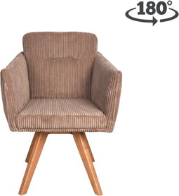 Eetkamerstoel Amsterdam Draaibaar houten onderstel - Mocca ribcord | Moods