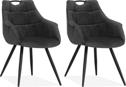 Eetkamerstoel Ayla - Antraciet (set van 2 stoelen)
