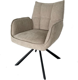 Eetkamerstoel Beige Stof - Draaibaar - 65x59x86cm - Select Marilla - Giga Living