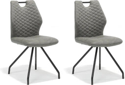 Eetkamerstoel Carlos | lederlook Soft steel