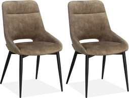 Eetkamerstoel Chili in luxe fluweelstof - Latte (set van 2 stoelen)