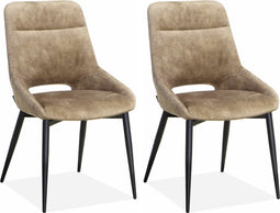 Eetkamerstoel Chili in luxe fluweelstof - Sand (set van 2 stoelen)