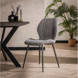 Eetkamerstoel Cyprus bouclé - Grijs (set van 4)