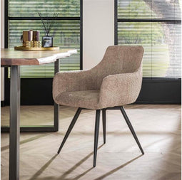 Eetkamerstoel Fabian draaibaar - Bouclé zandkleur | Meubelplaats (set van 2)