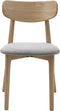 Eetkamerstoel Grijs Bouclé - Naturel Eiken - 50x46x81cm - Elim - Giga Living