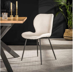 Eetkamerstoel Justin Bouclé - Wit | Meubelplaats (set van 2)