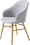 Eetkamerstoel Lichtgrijs Met Armleuning - Stof & Eikenhout - Stoel Teno - Giga Living