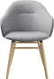 Eetkamerstoel Lichtgrijs Met Armleuning - Stof & Eikenhout - Stoel Teno - Giga Living