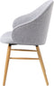 Eetkamerstoel Lichtgrijs Met Armleuning - Stof & Eikenhout - Stoel Teno - Giga Living