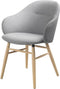 Eetkamerstoel Lichtgrijs Met Armleuning - Stof & Eikenhout - Stoel Teno - Giga Living