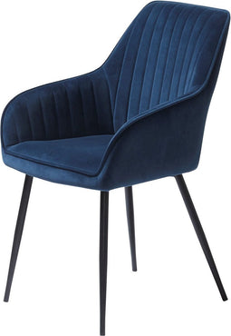 Eetkamerstoel Melfort Met Armleuning Blauw Velvet - Giga Living