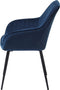 Eetkamerstoel Melfort Met Armleuning Blauw Velvet - Giga Living