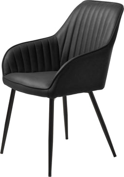 Eetkamerstoel Melfort Met Armleuning Zwart Pu - Giga Living