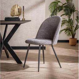 Eetkamerstoel Mick - Bouclé Grijs | Meubelplaats (set van 2)
