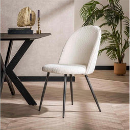 Eetkamerstoel Mick - Bouclé wit | Meubelplaats (set van 2)