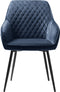 Eetkamerstoel Milton Met Armleuning Blauw Velvet - Giga Living