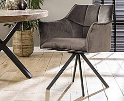 Eetkamerstoel Raster draaibaar - Antraciet | Meubelplaats (set van 2)