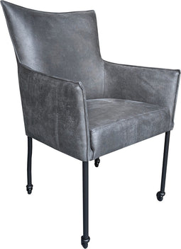 Eetkamerstoel Stof - Antraciet - Inclusief Wieltjes - Giga Meubel