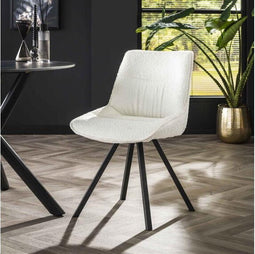 Eetkamerstoel Tobias - Bouclé wit | Meubelplaats (set van 2)