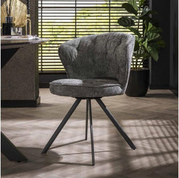 Eetkamerstoel Valerie Polo stof - antraciet (set van 2)