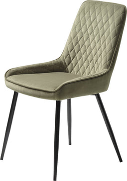 Eetkamerstoel Velvet Olijfgroen - Metaal - 58x52x85cm - Stoel Milton - Giga Living