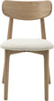 Eetkamerstoel Wit Bouclé - Naturel Eiken - 50x46x81cm - Elim - Giga Living
